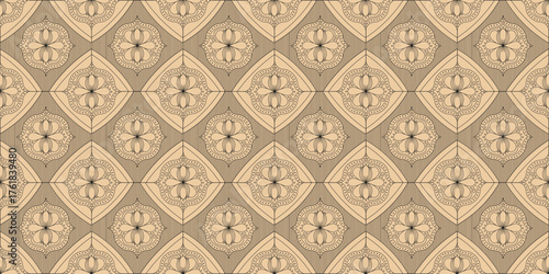 Wallpaper print. Vector illustration of retro Floral Wallpaper with rhombus ornament. Perfect arabic interior wall decor Wallpaper fabric textile print 