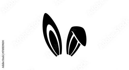 Black Silhouette of Bunny Ears with Inner Detail.
