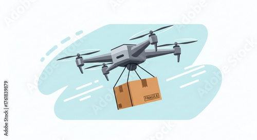 Drone delivery service concept modern air delivery service with drone carrying a box vector illustration