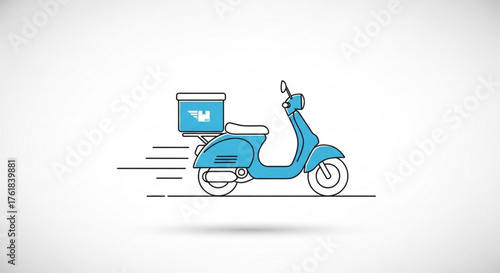 Scooter delivery service concept modern delivery service with scooter carrying a box vector illustration