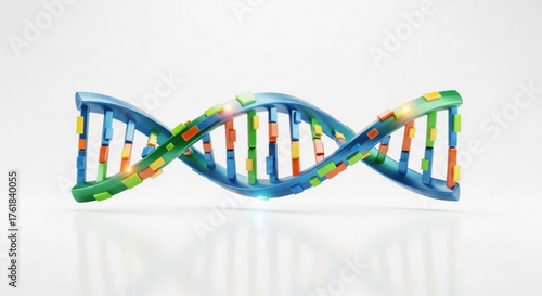 A colorful 3d rendering of a dna molecule, representing genetics, biology, and the building blocks of life