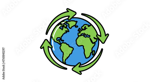 Earth Globe with Recycling Arrows: Environmental Conservation Concept.