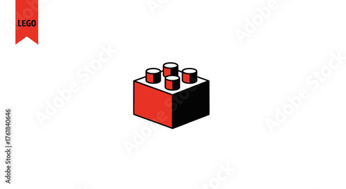 Iconic Red Lego Brick with Four Studs.