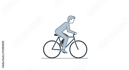 Stylized illustration of a person riding a bicycle.
