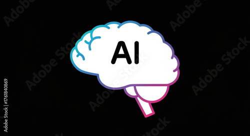 Illustration of a brain with the letters ai isolated on artificial intelligence concept for machine learning