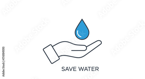 Hand holding a single blue water drop symbolizing conservation.
