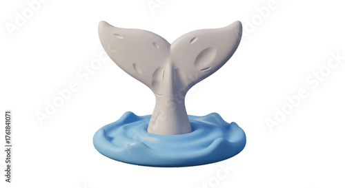 Whale Tail Emerging from Blue Water Sculpture.