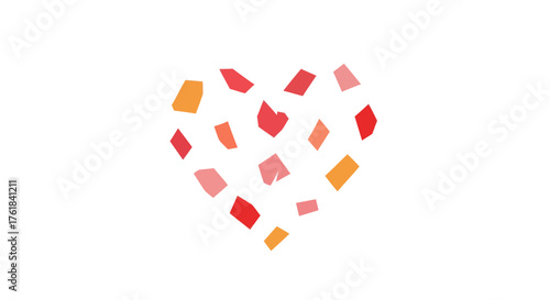 Vibrant Mosaic Heart Shape Made of Colorful Geometric Fragments.