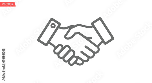 Simple Outline Handshake Icon for Business Agreement.
