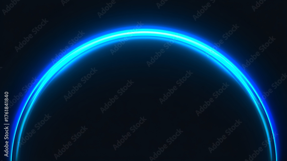Obraz premium Neon Blue Arc: A Glowing Semi-Circle on a Black Backdrop - Perfect for Futuristic Designs