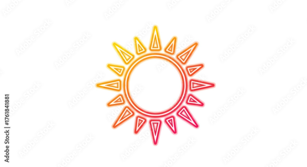 Naklejka premium Stylized Sun Icon with Radiant Rays and Gradient Colors.