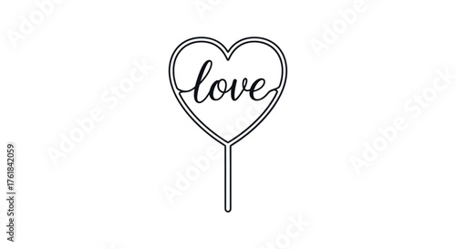 Elegant Heart-Shaped Cake Topper with Love Script.