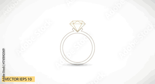 Elegant Line Art Diamond Ring Illustration for Jewelry Design.