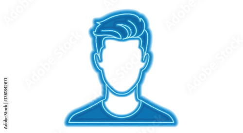 Blue Neon Outline of a Mans Head and Shoulders.