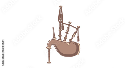 Traditional Scottish Bagpipe Musical Instrument Illustration.