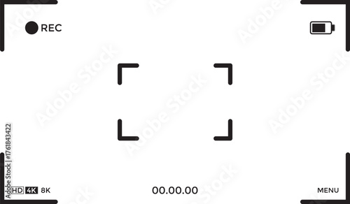 Camera viewfinder screen. video screen. Camera recording screen template for overlay. display full hd format, digital display interface.
