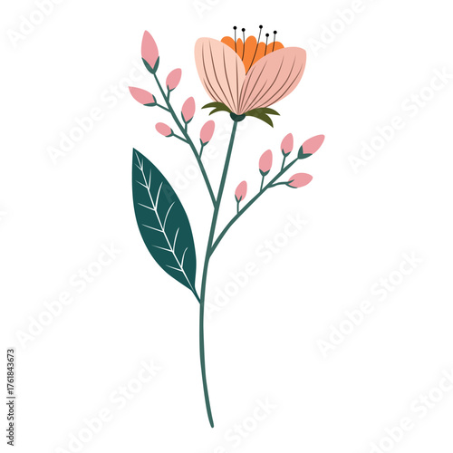 A flower illustration with green leaf