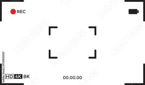 Camera viewfinder screen. video screen. Camera recording screen template for overlay. display full hd format, digital display interface.
