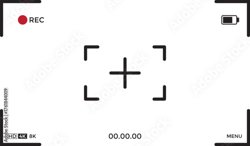 Camera viewfinder screen. video screen. Camera recording screen template for overlay. display full hd format, digital display interface.
