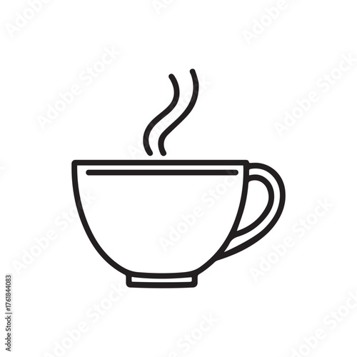 Steaming cup of coffee outlined elegantly against the white backdrop, simple yet striking