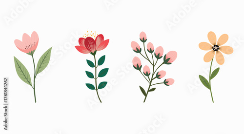 Spring flat flower set collection 3.eps