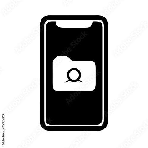 Photos Smartphone displaying folder icon on the screen viewable