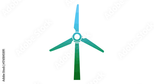 Stylized Wind Turbine Icon with Gradient Blue-Green Blades.