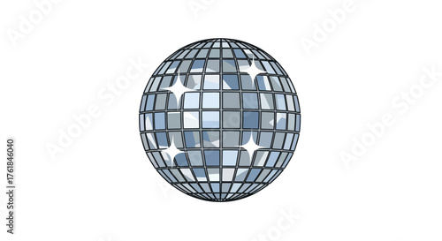 Sparkling Disco Ball with Reflective Mirror Tiles for Party Decoration.