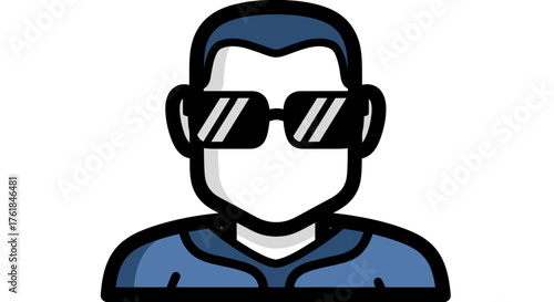 Man with Sunglasses Icon Bold Outline Simple Design.