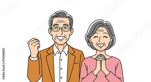 Happy senior couple celebrating success they are excited and joyful about something that happened to them