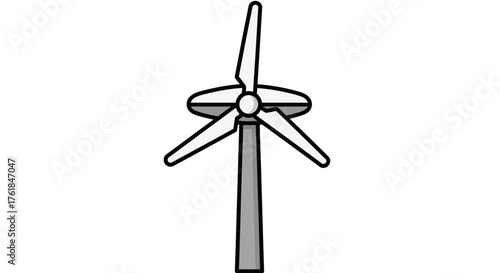 Simple Wind Turbine Illustration for Renewable Energy Generation.