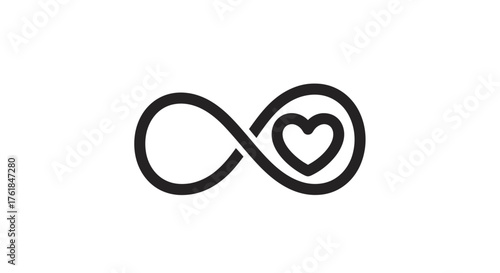 Black Infinity Symbol with Integrated Heart Design.