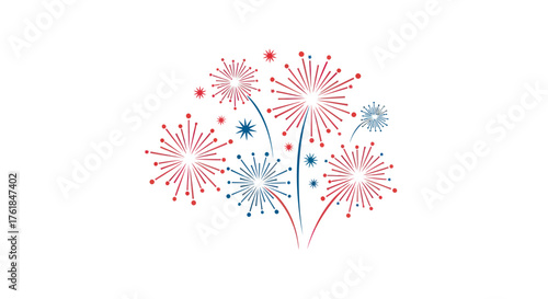 Colorful Fireworks Display Illustration with Bursting Star Shapes and Festive Design.