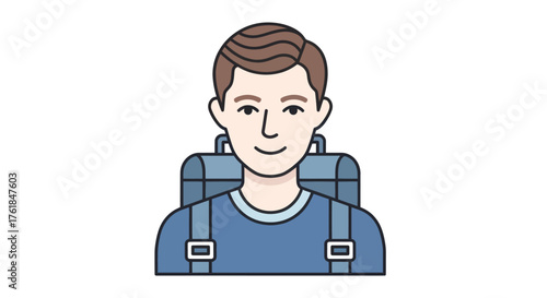 Young Man with Backpack Ready for Adventure and Travel.