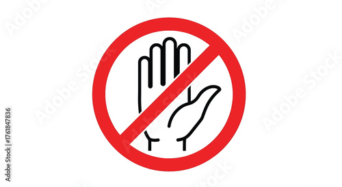 No entry hand sign symbolizes prohibition, restriction, and safety in a clear, graphic design