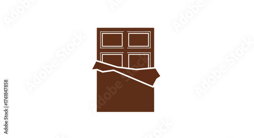 Chocolate Bar with Wrapper Sweet Treat Brown Color Delicious Dessert.