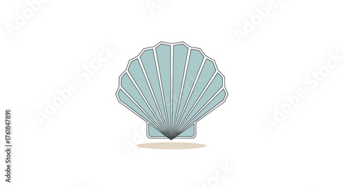 A light blue intricately detailed seashell with radiating lines.