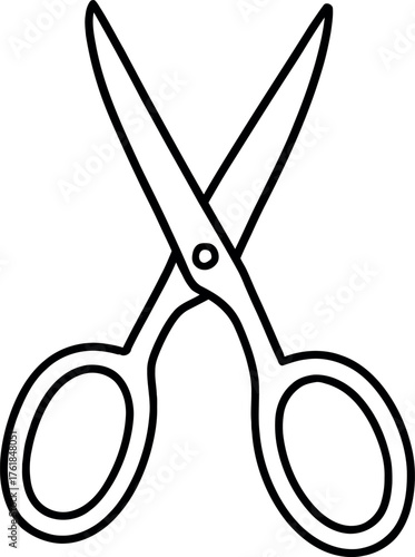Simple contour drawing of open scissors with visible handles