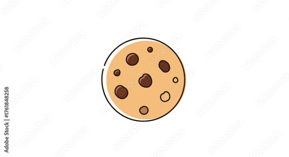 Fototapeta premium Delicious Chocolate Chip Cookie Illustration with a Golden Brown Texture.