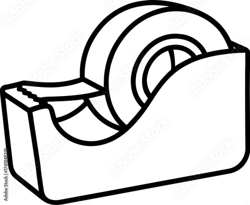 Illustration of a sticky tape dispenser with a roll of tape inside