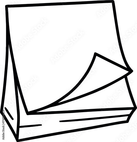 Realistic stack of sticky notes with top one peeling off