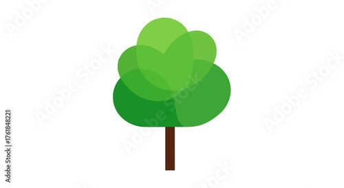 Stylized green deciduous tree with a brown trunk.