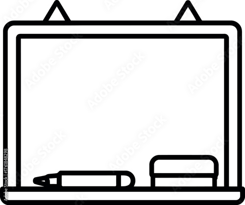 Clean whiteboard illustration with writing marker and eraser tools