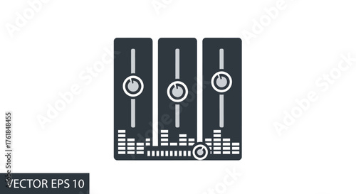 Simple Black Audio Mixer Control Panel Icon.