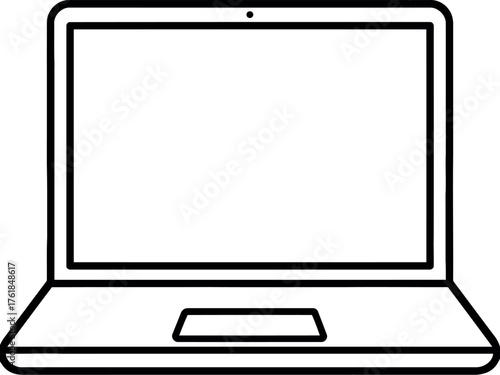 Modern minimalist laptop open screen vector graphic design illustration
