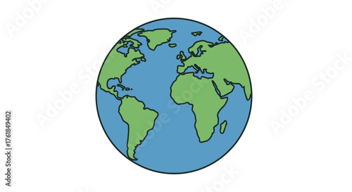 Stylized Illustration of Planet Earth with Continents and Oceans.