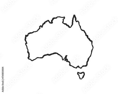 Freehand Australia map sketch on white background. Vector illustration.