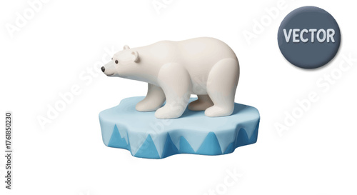 Adorable cartoon polar bear standing on a floating ice floe.