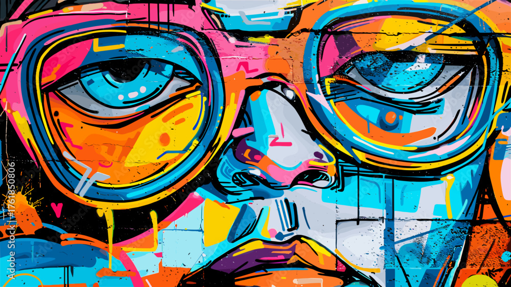 Obraz premium カラフルなグラフィティアート風のストリートアートベクターイラスト