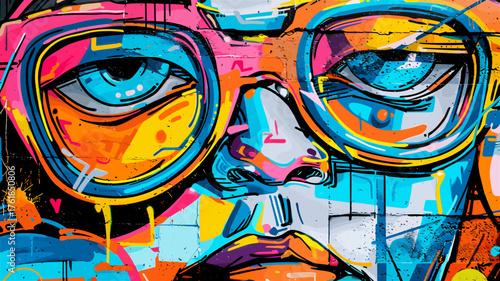 カラフルなグラフィティアート風のストリートアートベクターイラスト